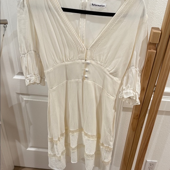 Reformation Dresses & Skirts - Reformation Ivory Buttoned V-Neck Dress